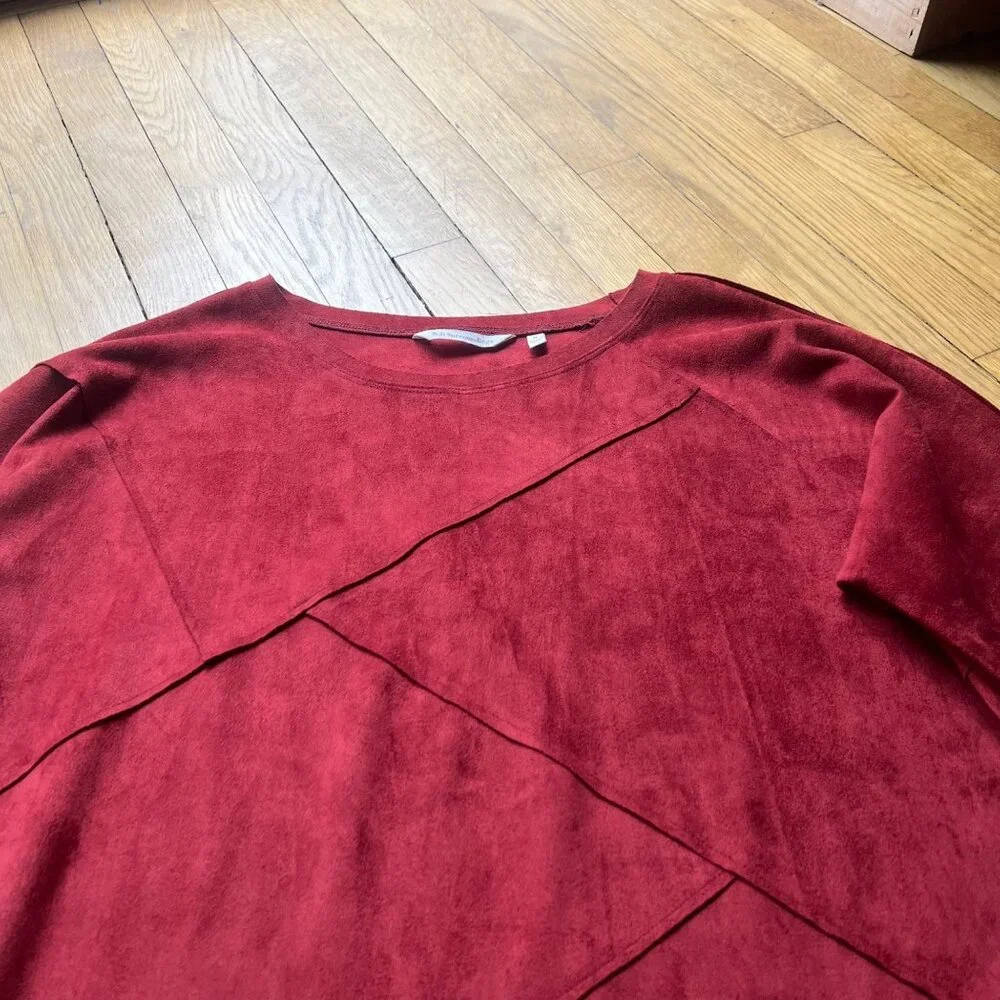 Soft Surroundings Size M Orange Burnt Sienna Felicity Faux Suede Tunic Top - Picture 5 of 13